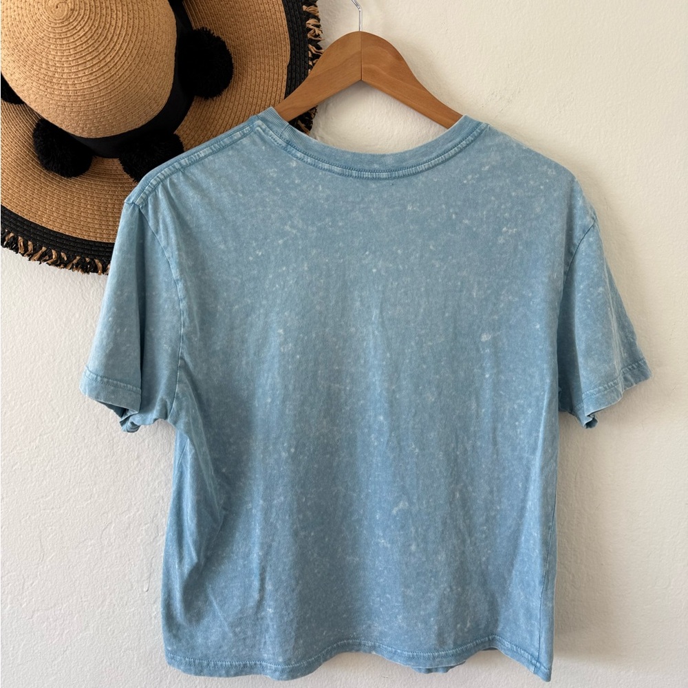 Rebellious One Blue Acid Wash Wild West Cowboy Tee Size Medium Western Boho - Picture 3 of 8